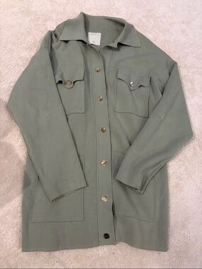 Sandro Light Sage Green Women's Button-Front Jacket